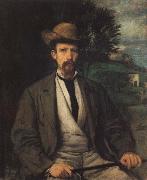 Hans von Maress Self-Portrait with Yellow Hat oil painting